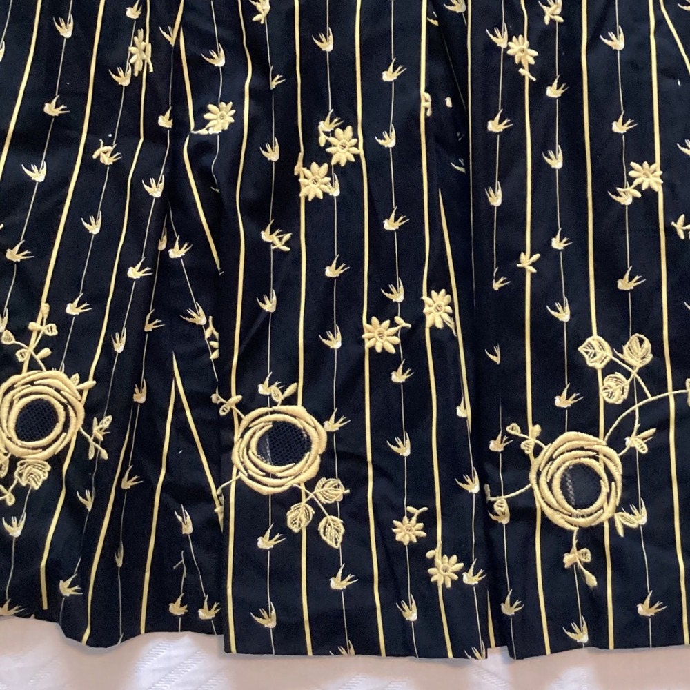 Anthropologie Moulinette Soeurs Dress Sz 6 Embroidered Floral Striped Fit Flare - Picture 6 of 8